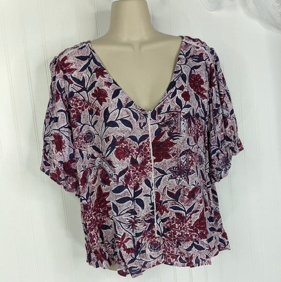 LUCKY BRAND Gauzy Floral Top Sz L - Picture 2 of 13
